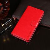 For OPPO A16 idewei Crazy Horse Texture Horizontal Flip Leather Case with Holder & Card Slots & Wallet(Red)