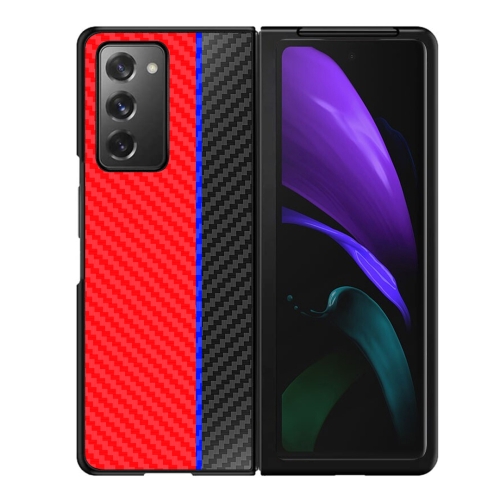 For Samsung Galaxy Z Fold2 5G Carbon Fiber Texture Color Matching Protective Case(Red Blue Black)