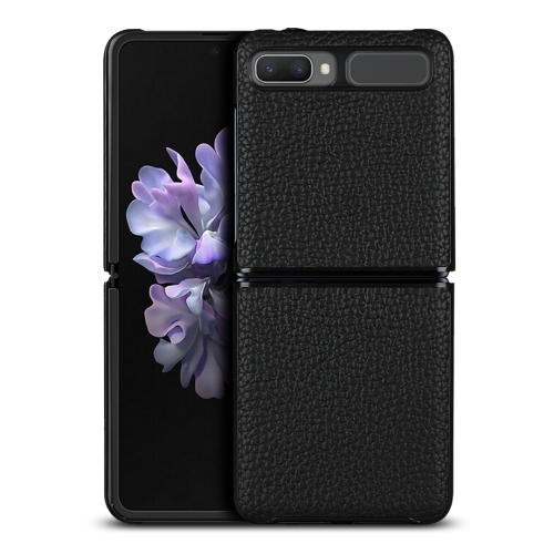 For Samsung Galaxy Z Flip Lychee Texture Leather Folding Protective Case(Black)