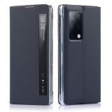 For Huawei Mate X2 Small Lychee Texture Smart View Window Horizontal Flip Leather Case with Holder & Sleep / Wake-up Function(Dark Blue)