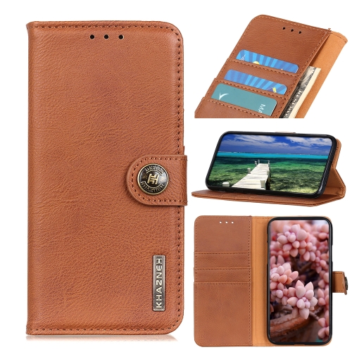 For OnePlus Nord 2 5G KHAZNEH Cowhide Texture Horizontal Flip Leather Case with Holder & Card Slots & Wallet(Brown)