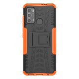 For Motorola Moto G60 Tire Texture Shockproof TPU+PC Protective Case with Holder(Orange)
