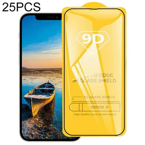 25 PCS 9D Full Glue Full Screen Tempered Glass Film For iPhone 13 / 13 Pro