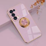 For OPPO Reno6 Pro+ 5G 6D Electroplating Full Coverage Silicone Protective Case with Magnetic Ring Holder(Light Purple)