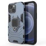 Shockproof PC + TPU Protective Case with Magnetic Ring Holder For iPhone 13 mini(Navy Blue)