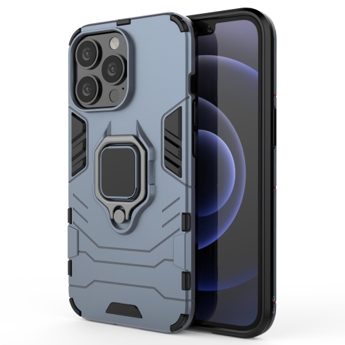 Shockproof PC + TPU Protective Case with Magnetic Ring Holder For iPhone 13 Pro(Navy Blue)