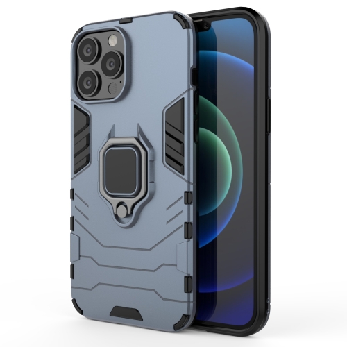 Shockproof PC + TPU Protective Case with Magnetic Ring Holder For iPhone 13 Pro Max(Navy Blue)