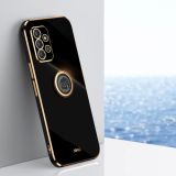 For Samsung Galaxy A72 5G XINLI Straight 6D Plating Gold Edge TPU Shockproof Case with Ring Holder(Black)