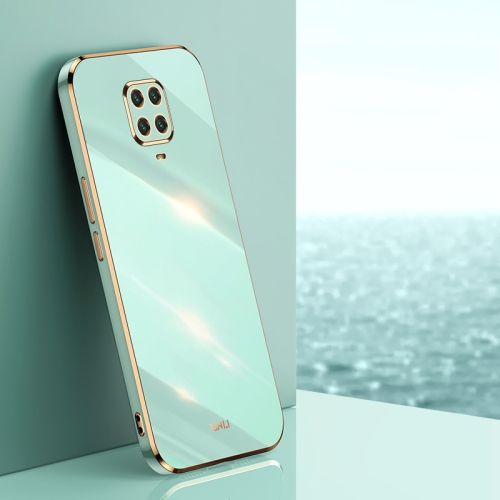 For Xiaomi Redmi Note 9S XINLI Straight 6D Plating Gold Edge TPU Shockproof Case(Mint Green)