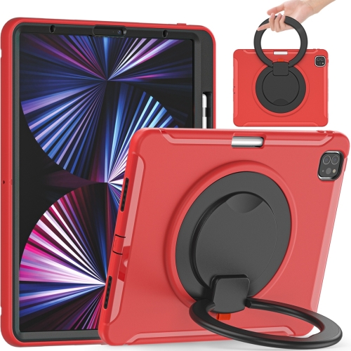 Shockproof TPU + PC Protective Case with 360 Degree Rotation Foldable Handle Grip Holder & Pen Slot For iPad Pro 12.9 2021(Red)