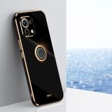 For Xiaomi Mi 11 Lite XINLI Straight 6D Plating Gold Edge TPU Shockproof Case with Ring Holder(Black)