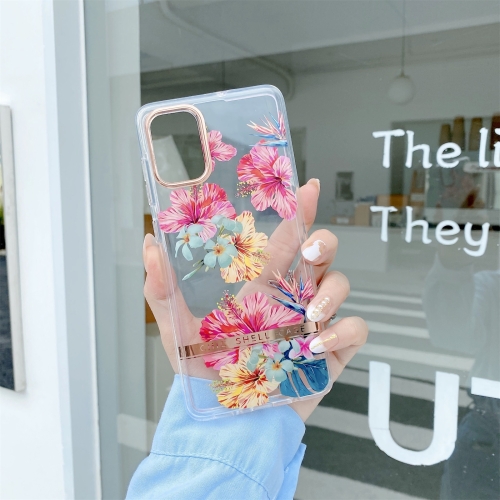 For Samsung Galaxy S20+ High Translucent Electroplating Flower Pattern TPU + PC Shockproof Case(Hibiscus)