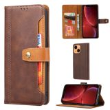 Calf Texture Double Fold Clasp Horizontal Flip Leather Case with Photo Frame & Holder & Card Slots & Wallet For iPhone 13(Brown)