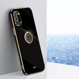 For OPPO Reno4 Pro XINLI Straight 6D Plating Gold Edge TPU Shockproof Case with Ring Holder(Black)