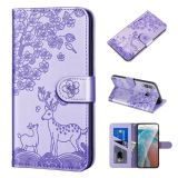 For Samsung Galaxy A20s Sika Deer Embossing Pattern Horizontal Flip PU Leather Case with Holder & Card Slot & Wallet & Photo Frame(Purple)