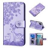 For Samsung Galaxy A31 Sika Deer Embossing Pattern Horizontal Flip PU Leather Case with Holder & Card Slot & Wallet & Photo Frame(Purple)