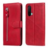 For OnePlus Nord CE 5G Fashion Calf Texture Zipper Horizontal Flip Leather Case with Stand & Card Slots & Wallet Function(Red)