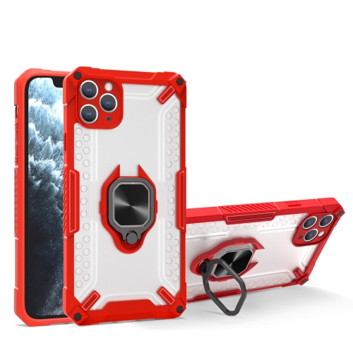 Matte TPU + PC Magnetic Shockproof Case with Ring Holder For iPhone 13 Pro(Red)