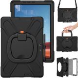 For Microsoft Surface Pro X Silicone + PC Protective Case with Holder & Shoulder Strap(Black)