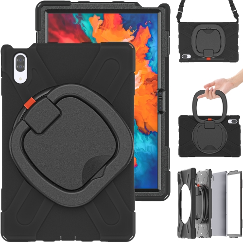 For Lenovo Tab P11 Pro TB-J706F Silicone + PC Protective Case with Holder & Shoulder Strap(Black)