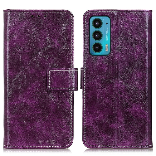 For Motorola Edge 20 Retro Crazy Horse Texture Horizontal Flip Leather Case with Holder & Card Slots & Photo Frame & Wallet(Purple)