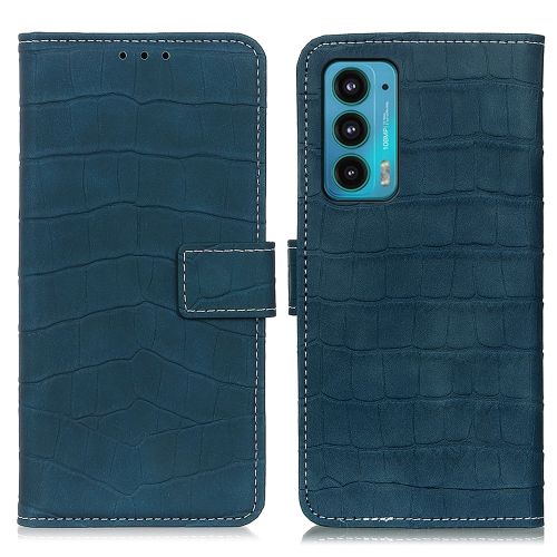 For Motorola Edge 20 Magnetic Crocodile Texture Horizontal Flip Leather Case with Holder & Card Slots & Wallet(Green)