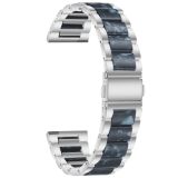 For Samsung Smart Watch 22mm Three-beads Steel + Resin Replacement Strap Watchband(Silver Blue)