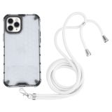 Shockproof Honeycomb PC + TPU Case with Neck Lanyard For iPhone 11 Pro(White)