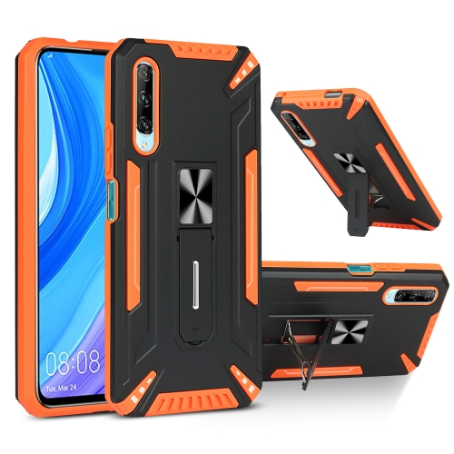 For Huawei Y9s War-god Armor TPU + PC Shockproof Magnetic Protective Case with Folding Holder(Orange + Black)