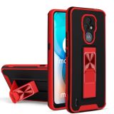 For Motorola Moto E7 Dual-color Skin Feel TPU + PC Magnetic Shockproof Case with Invisible Holder(Red)