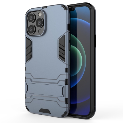 PC + TPU Shockproof Protective Case with Invisible Holder For iPhone 13 Pro Max(Navy Blue)