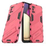 For Samsung Galaxy A03s EU Version Punk Armor 2 in 1 PC + TPU Shockproof Case with Invisible Holder(Light Red)
