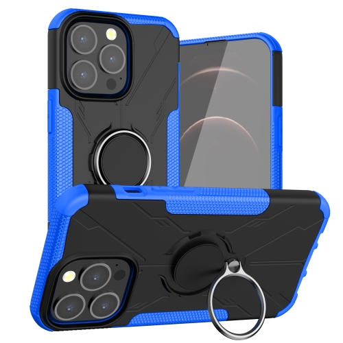 Armor Bear Shockproof PC + TPU Protective Case with Ring Holder For iPhone 13(Blue)