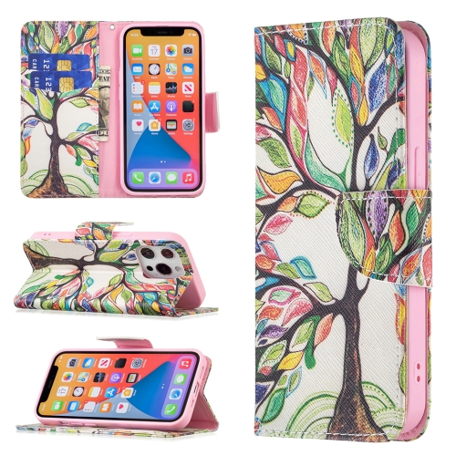 Colored Drawing Pattern Horizontal Flip Leather Case with Holder & Card Slots & Wallet For iPhone 13 mini(Tree of Life)