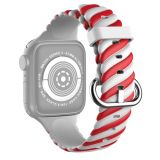 Two-color Twist Silicone Replacement Strap Watchband For Apple Watch Series 6 & SE & 5 & 4 44mm / 3 & 2 & 1 42mm(Red White)