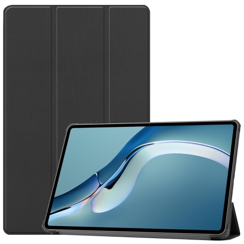 For Huawei MatePad Pro 12.6 2021 Custer Texture Horizontal Flip Leather Case with Three-folding Holder & Sleep / Wake-up Function(Black)