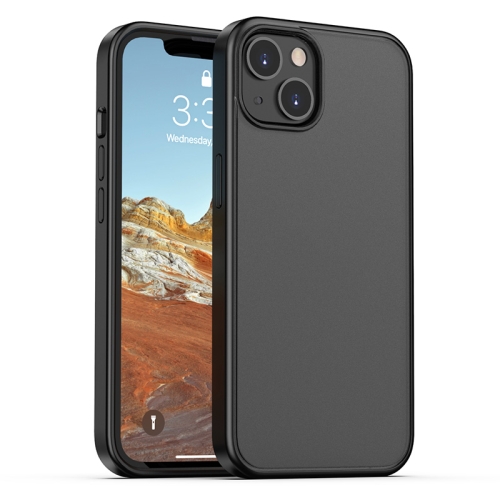 Skin Feel Frosted PC + TPU Shockproof Case with Color Button For iPhone 13 mini(Black)