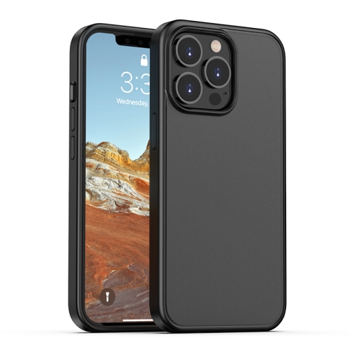 Skin Feel Frosted PC + TPU Shockproof Case with Color Button For iPhone 13 Pro Max(Black)