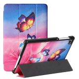 For Samsung Galaxy Tab A7 Lite 8.7 T220/T225 Silk Texture Colored Drawing Pattern Horizontal Flip Magnetic PU Leather Case with Three-folding Holder(Galaxy Butterfly)