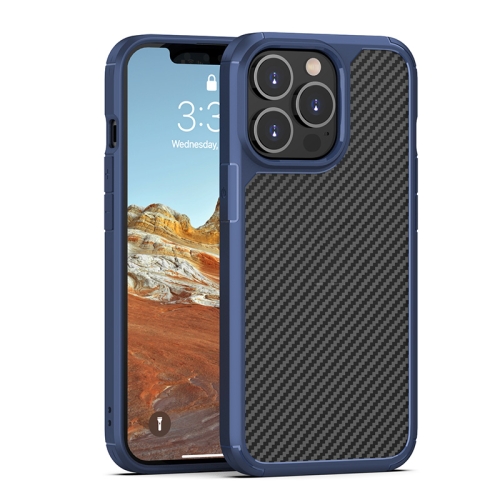 Pioneer Carbon Fiber Texture Shockproof TPU + PC Case For iPhone 13 mini(Blue)