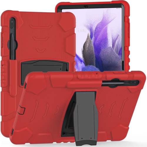 For Samsung Galaxy Tab S7+/S7 FE 12.4 inch 3-Layer Protection Screen Frame + PC + Silicone Shockproof Combination Case with Holder(Red+Black)