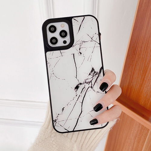 Mirror Series Marble Pattern Protective Case For iPhone 12 / 12 Pro(White)