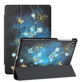 For Lenovo Tab M10 FHD Plus(2nd) Silk Texture Colored Drawing Pattern Horizontal Flip Magnetic PU Leather Case with Three-folding Holder (Diamond Butterfly)