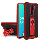For OPPO A9 2020 / A5 2020 Dual-color Skin Feel TPU + PC Magnetic Shockproof Case with Invisible Holder(Red)