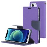 GOOSPERY FANCY DIARY Cross Pattern Horizontal Flip Leather Case with Holder & Card Slots & Wallet For iPhone 13(Purple)