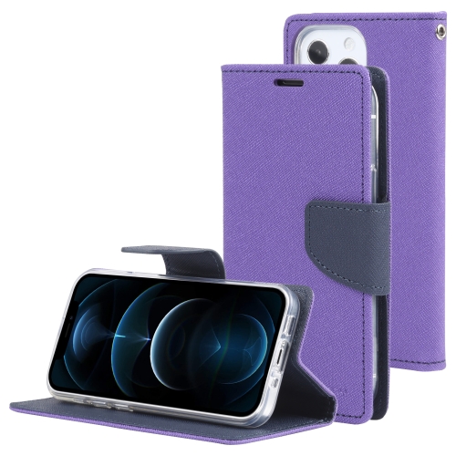 GOOSPERY FANCY DIARY Cross Pattern Horizontal Flip Leather Case with Holder & Card Slots & Wallet For iPhone 13 Pro(Purple)