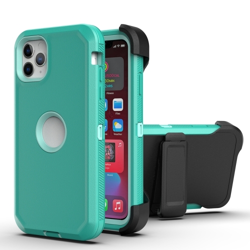 Robot Shockproof Silicone + PC Protective Case with Back Clip Holder For iPhone 11(Green + Light Green)