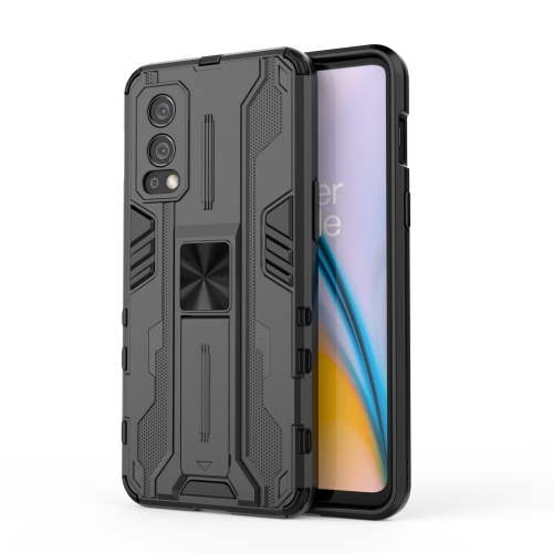 For OnePlus Nord 2 5G Supersonic PC + TPU Shock-proof Protective Case with Holder(Black)
