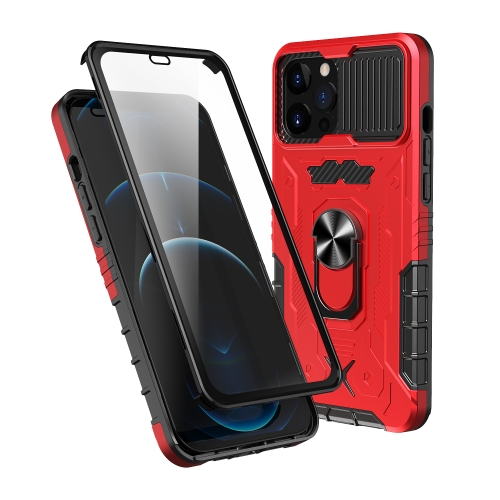 All-inclusive PC TPU Tempered Glass Film Integral Shockproof Case For iPhone 13 Pro(Red)