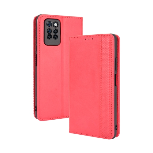For Infinix Note 10 Pro / 10 Pro NFC Magnetic Buckle Retro Crazy Horse Texture Horizontal Flip Leather Case with Holder & Card Slots & Photo Frame(Red)